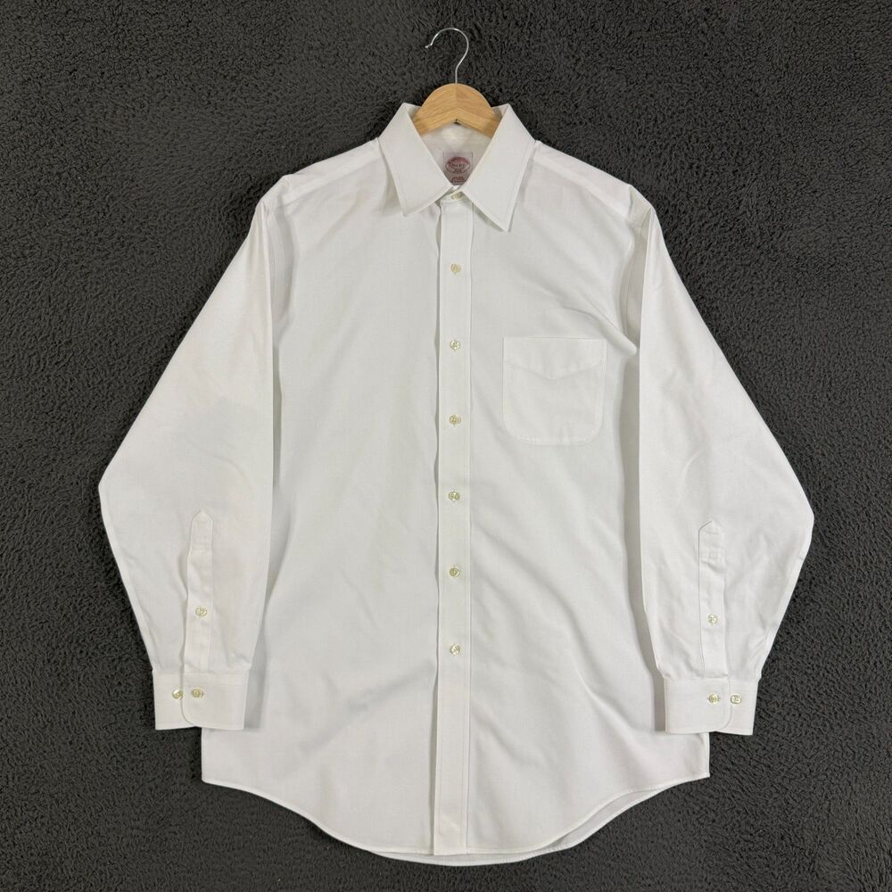 Brooks Brothers Dress Shirt Mens 15.5 32/33 White Classic Fit Long Sleeve Formal